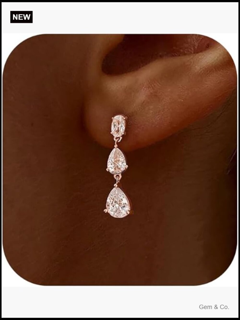 14K Gold Plated Cubic Zirconia Drop Earrings Bridal Dangle